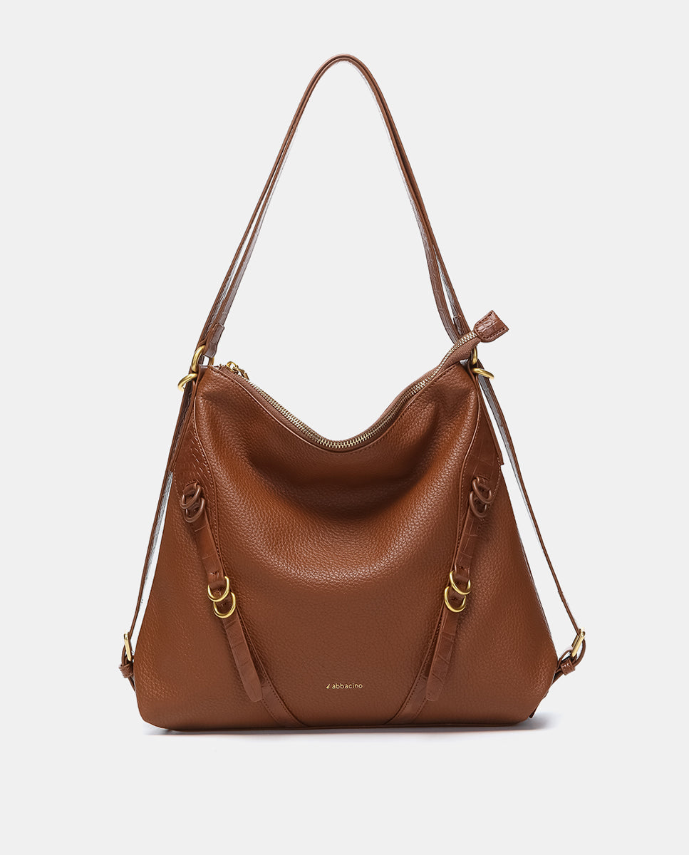 abbacino-bolso-multifuncional-reciclado-cognac-convertible-a-mochila image 1