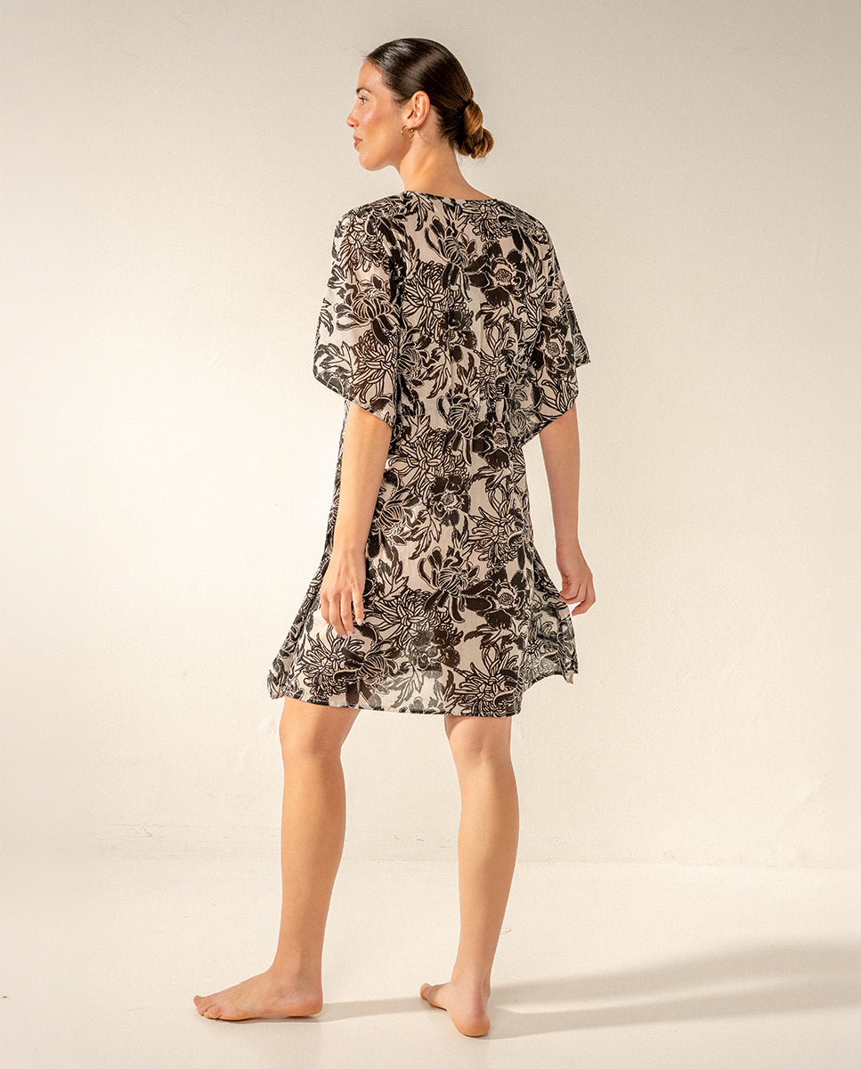 abbacino-caft-n-de-algod-n-estampado-floral-negro-talla-nica image 2