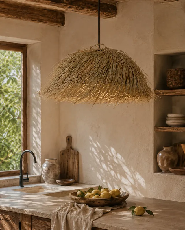 kbas-l-mpara-de-palma-natural-con-flecos-60x40-cm-estilo-bohemio-y-artesanal image 1