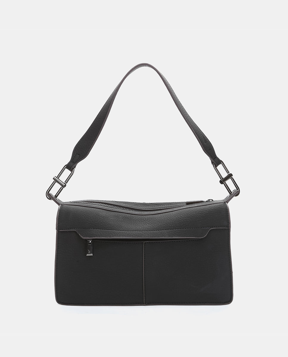 abbacino-bolso-de-hombro-negro-reciclado-remaches image 3