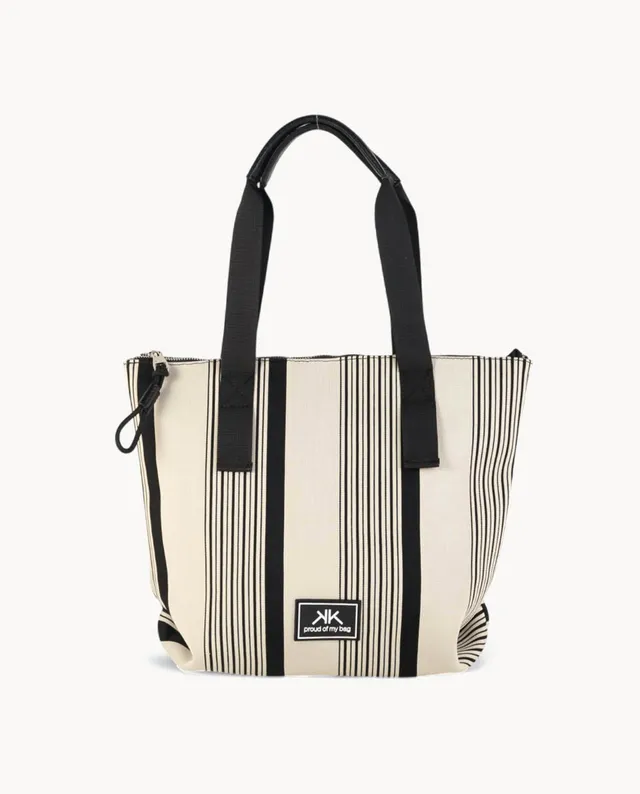 kbas-tote-de-algod-n-con-cremallera-color-blanco-con-rayas-negras image 1