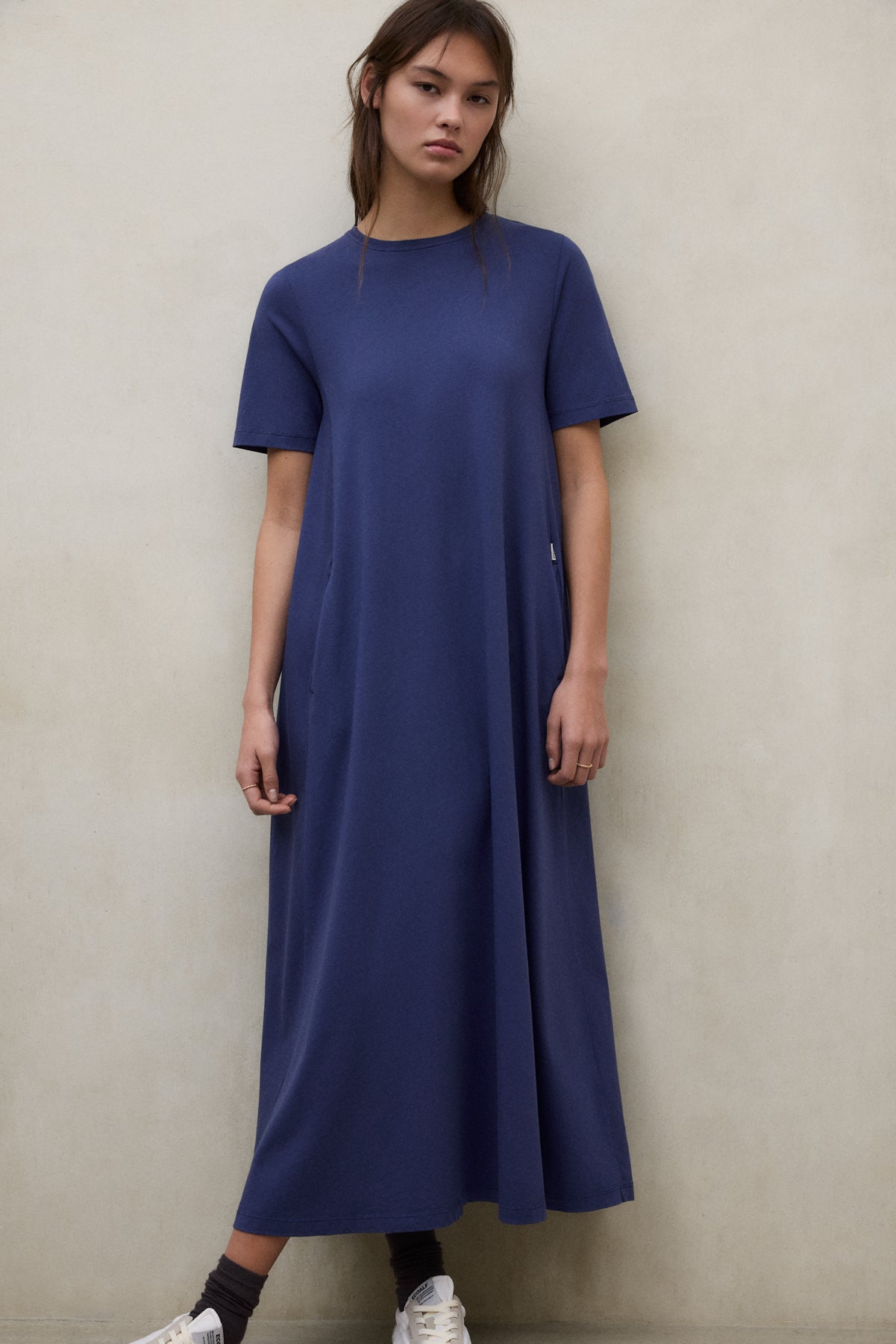 ecoalf-vestido-elettra-azul-de-mujer-50-algod-n-org-nico-fit-relajado-manga-cort image 2