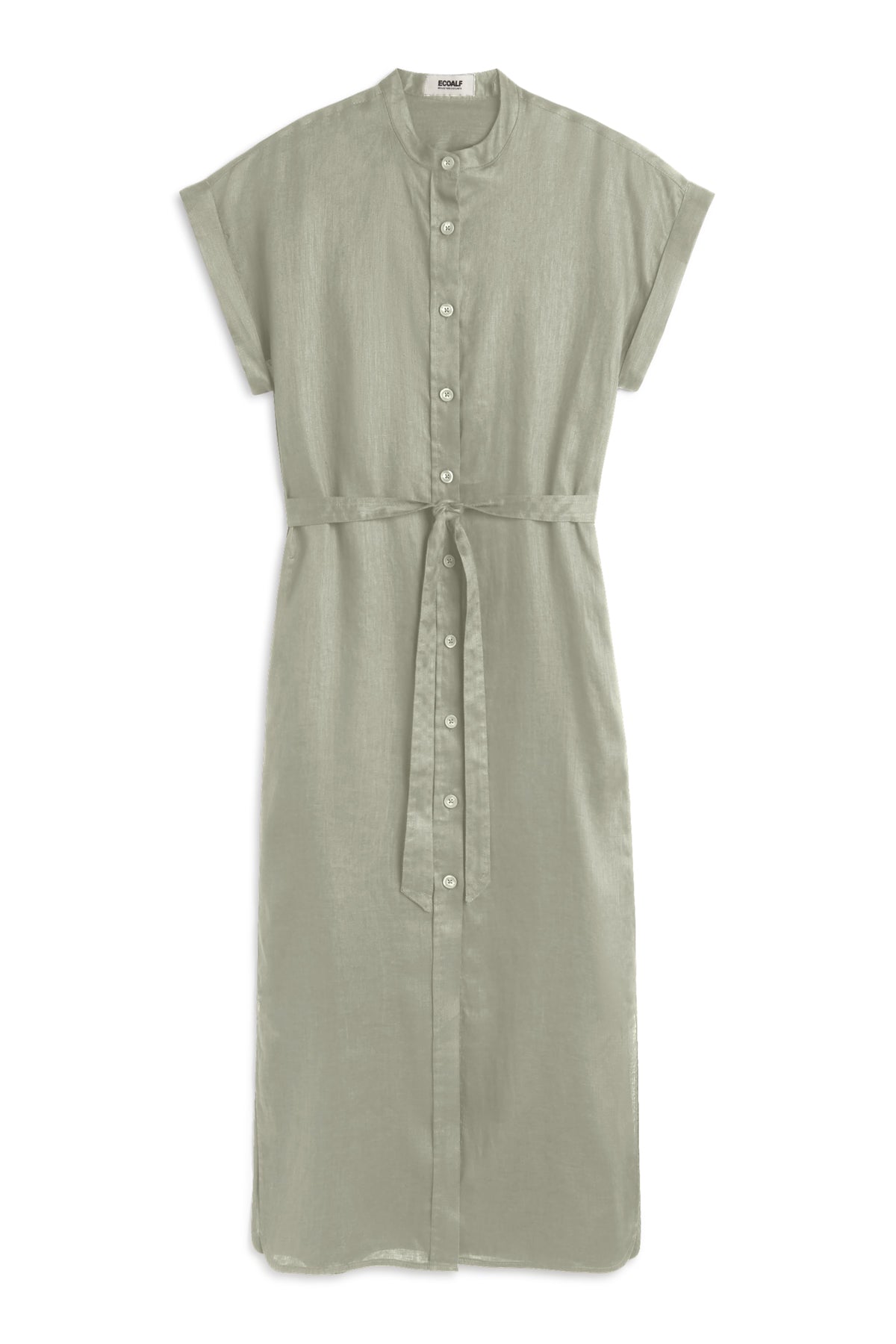 vestido-ecoalf-amatista-verde-de-mujer-80-lino-manga-corta-y-cuello-mao image 6