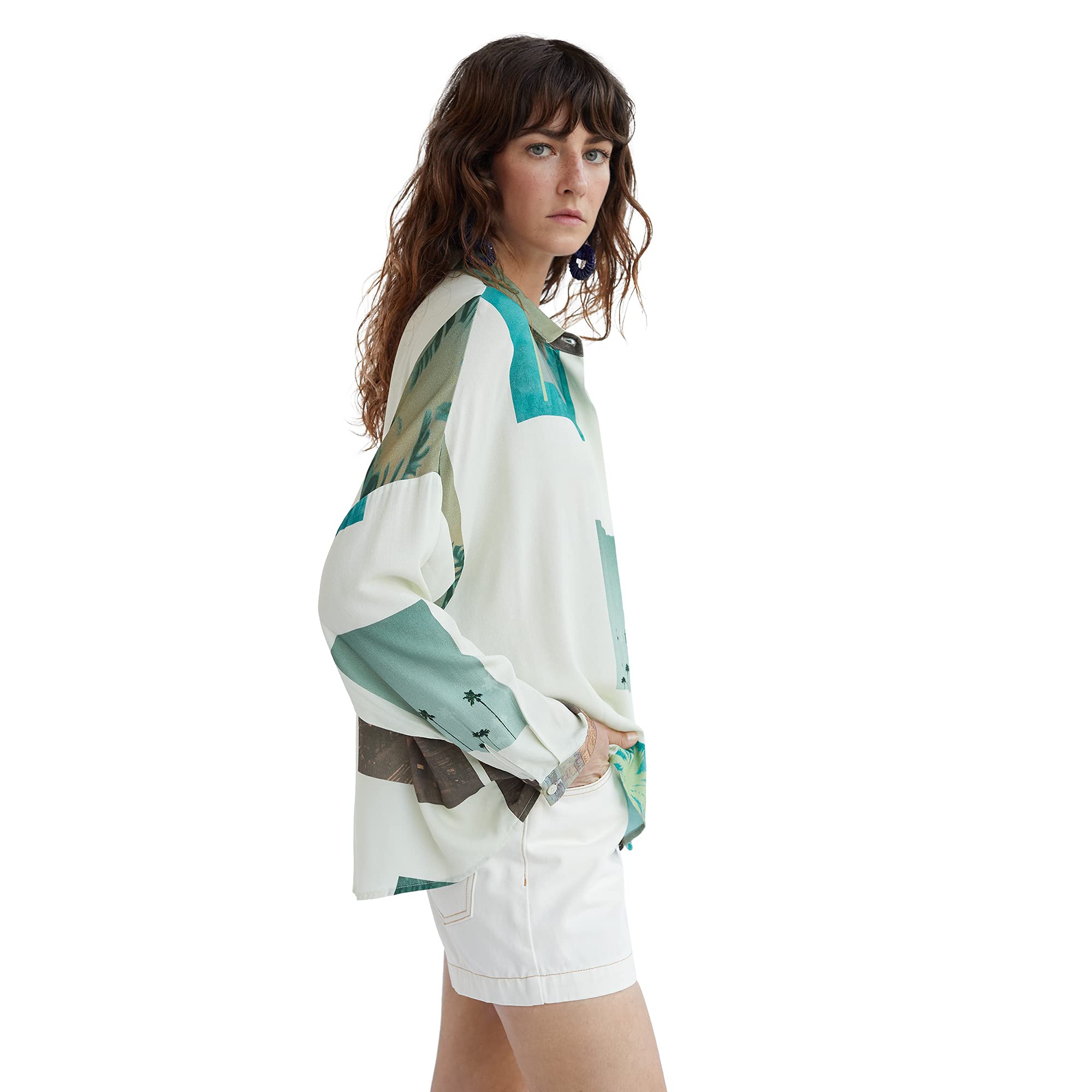 parfois-camisa-oversize-estampado-palmeras-para-mujer image 3