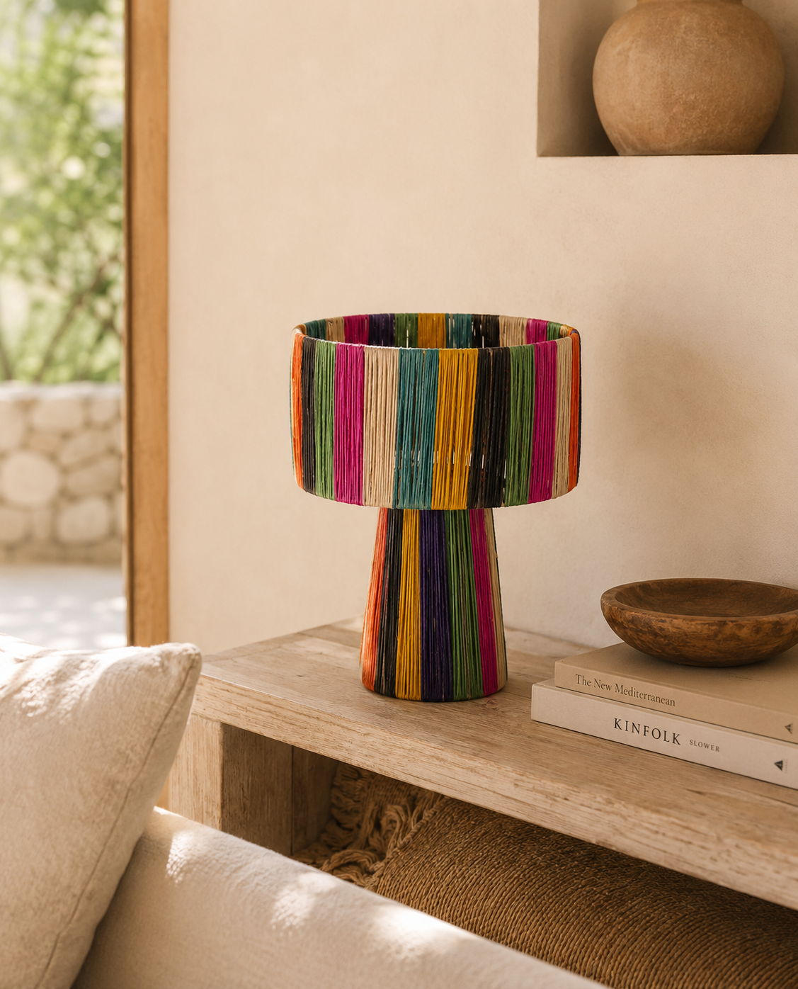 kbas-l-mpara-de-mesa-de-rafia-natural-colores-25x30 image 1