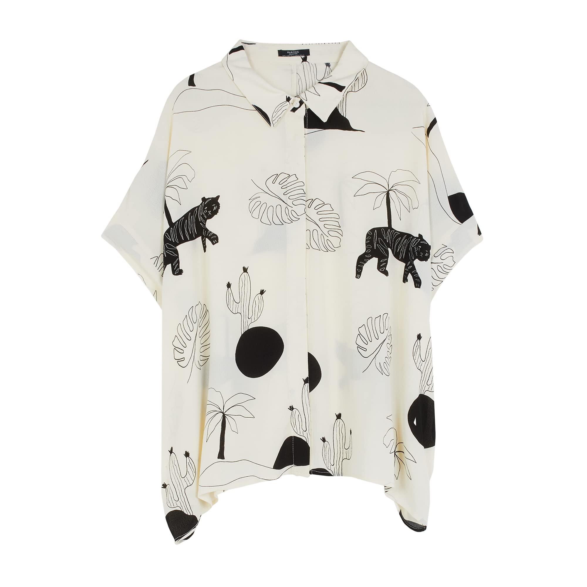 parfois-camisa-oversize-estampada-mujer-talla-nica-crudo image 1