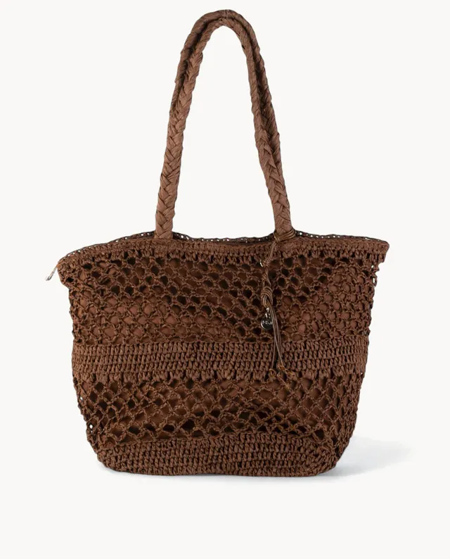 bolso-tote-kbas-fibra-natural-con-cremallera-color-marr-n image 1