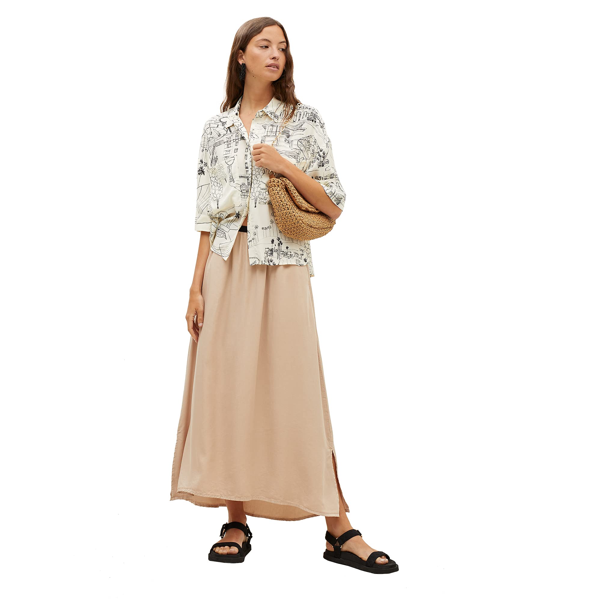 parfois-falda-con-cintura-el-stica-limited-edition-tejido-crudo-mujer image 3