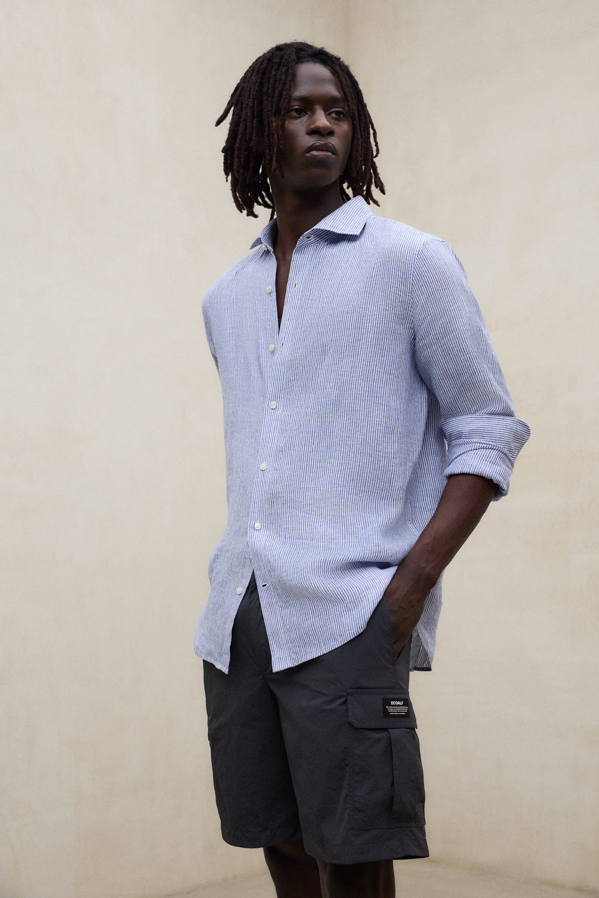 ecoalf-camisa-alfredo-de-lino-a-rayas-azul-marino-100-lino image 3