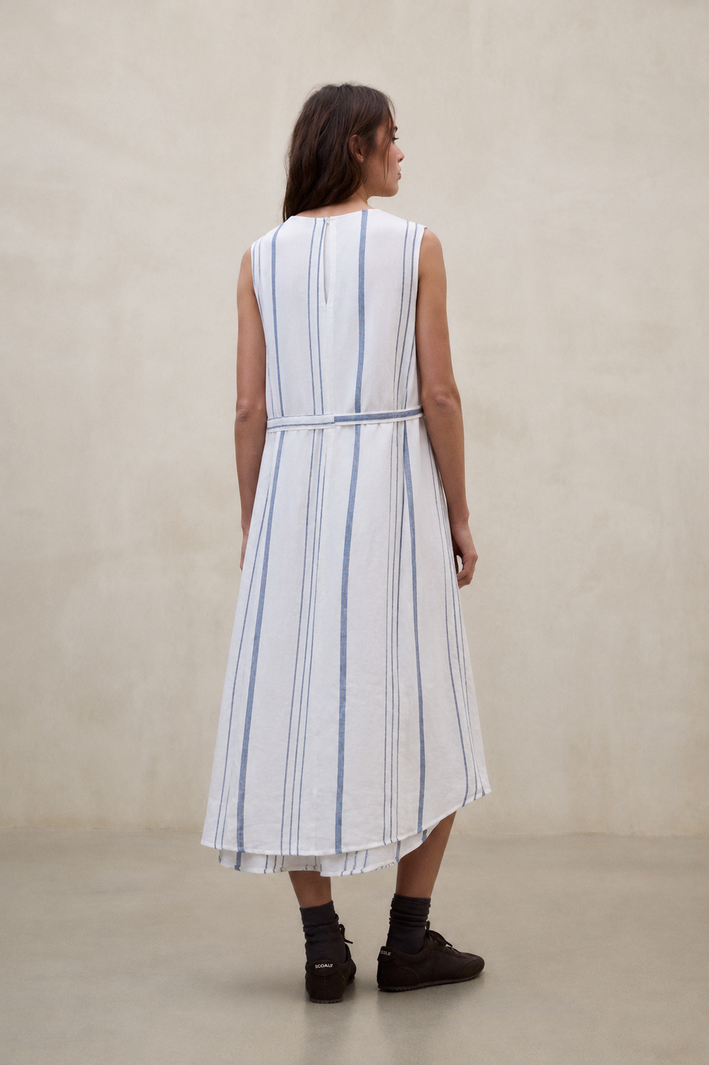 vestido-zoe-de-rayas-ecoalf-lino-80-sin-mangas-cintur-n-blanco image 2