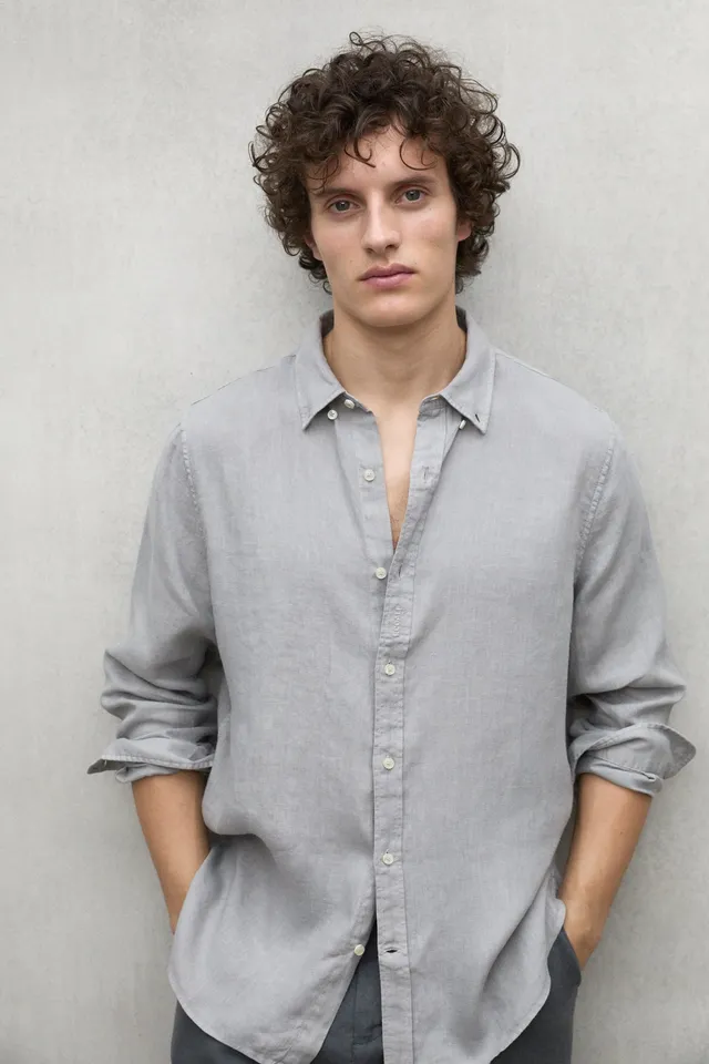 camisa-malibu-ecoalf-de-lino-para-hombre-gris-fit-regular image 1