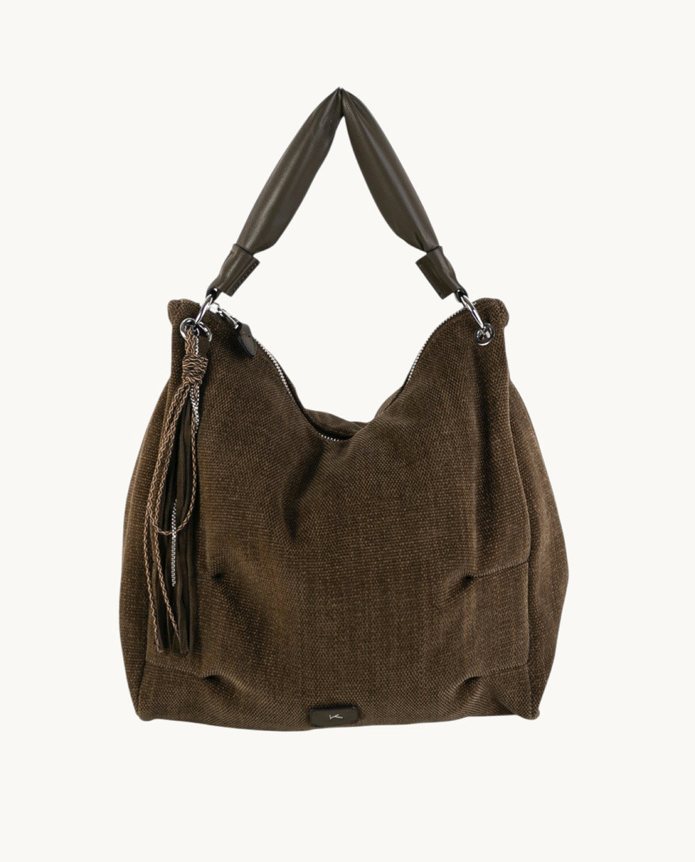 kbas-bolso-hobo-de-tejido-efecto-textura-color-kaki image 1