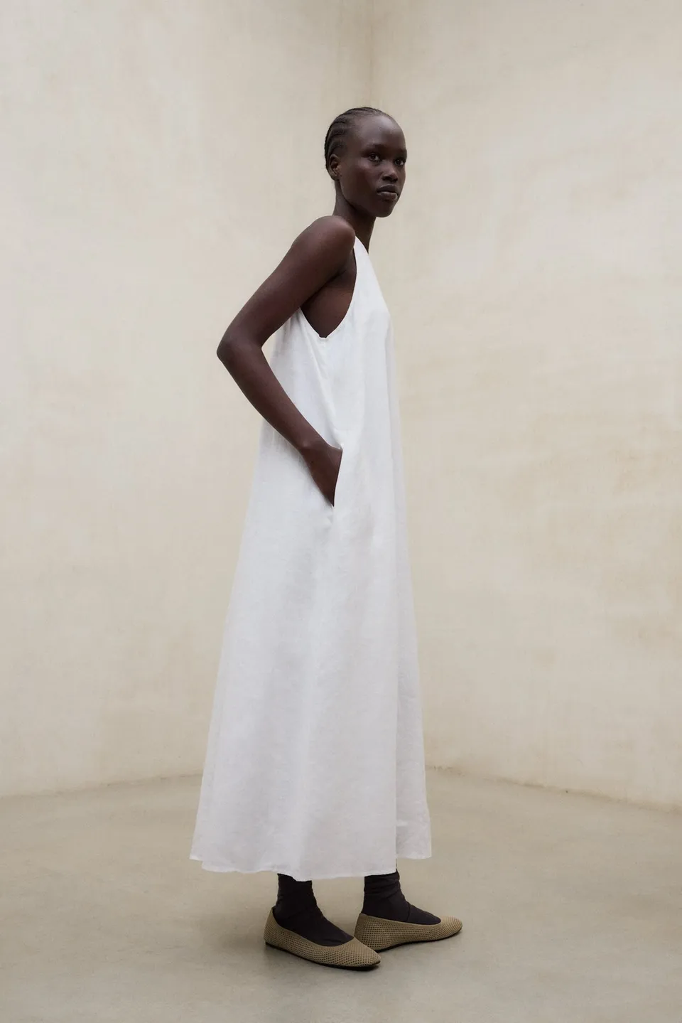 vestido-ecoalf-ukara-blanco-de-lino-para-mujer image 1