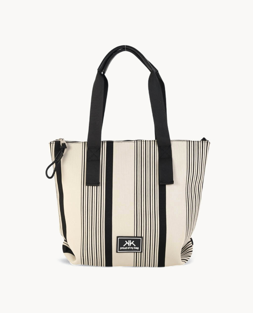 kbas-tote-de-algod-n-con-cremallera-color-blanco-con-rayas-negras image 1