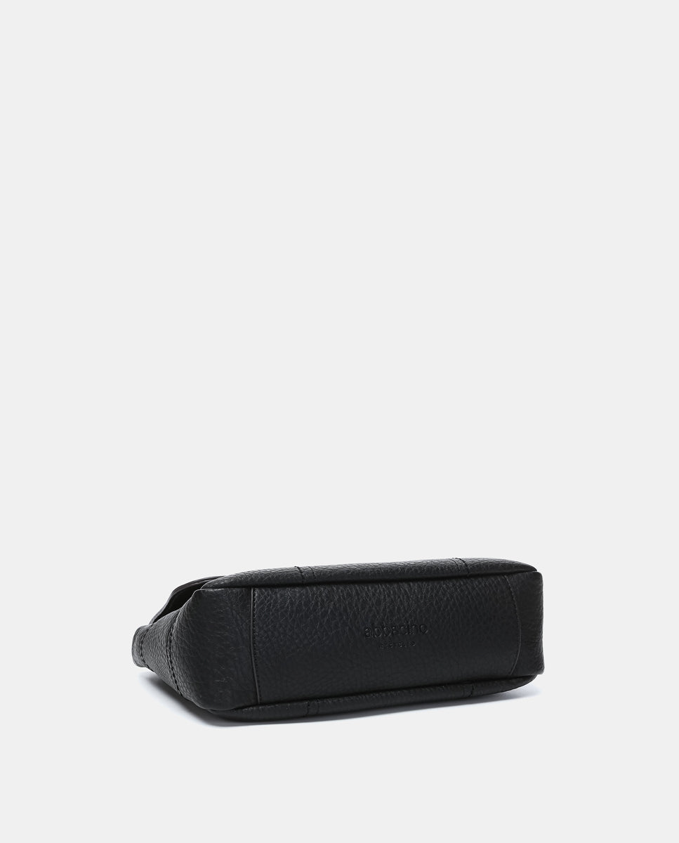 abbacino-bolso-de-hombro-negro-reciclado-minimalista-cuadros-bordados image 5