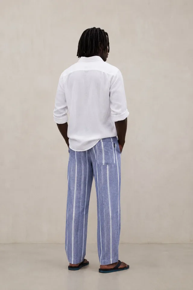 ecoalf-pantalones-gina-azul-de-lino-para-hombre-rayas-fit-regular-y-cord-n image 1