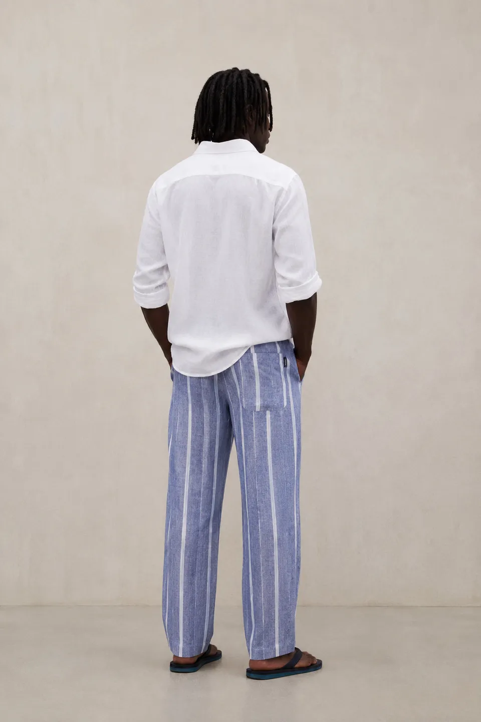 ecoalf-pantalones-gina-azul-de-lino-para-hombre-rayas-fit-regular-y-cord-n image 1
