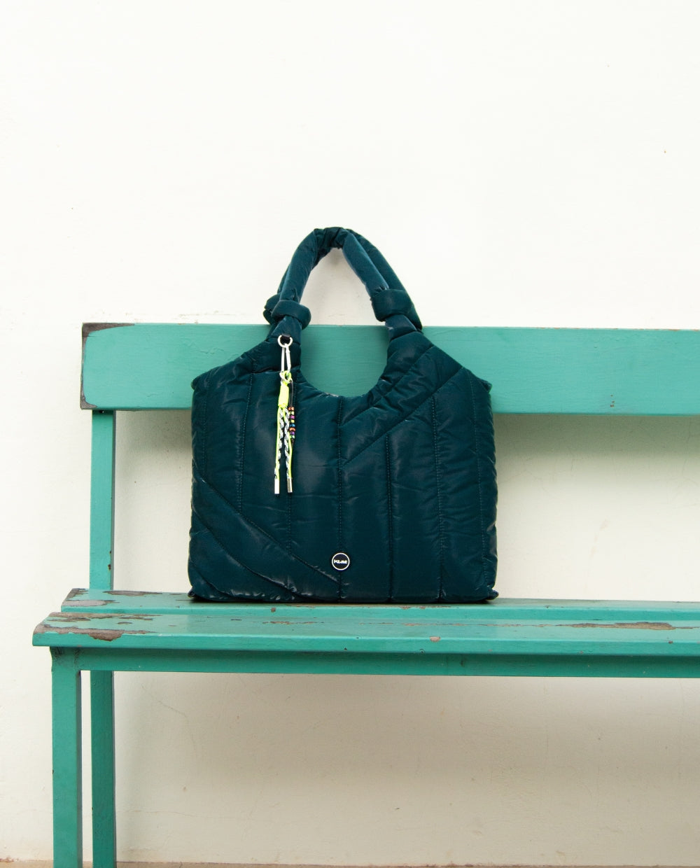 kbas-tote-de-nylon-teal-39x16x32-cm-asa-de-hombro-y-cremallera image 4