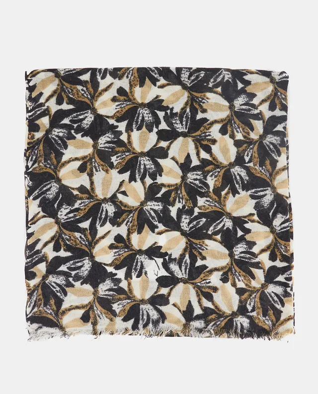 abbacino-pa-uelo-lana-estampado-floral-negro image 1