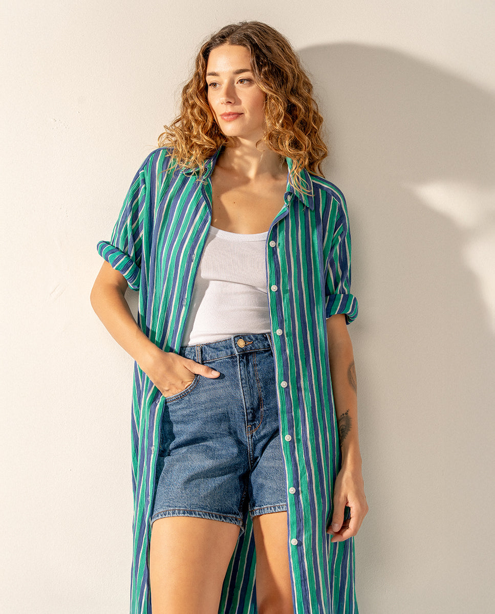 abbacino-t-nica-larga-viscosa-rayas-turquesa-talla-nica image 1