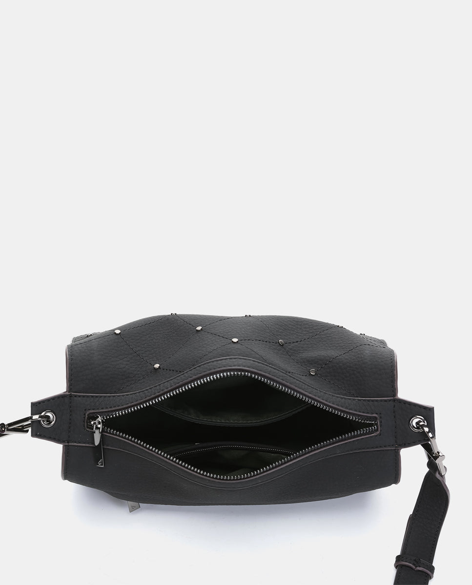 abbacino-bolso-de-hombro-negro-reciclado-remaches image 6