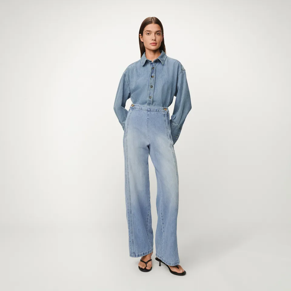 lois-rose-pantal-n-de-mujer-de-tiro-alto-y-pierna-ancha-100-lino-cierre-lateral image 1