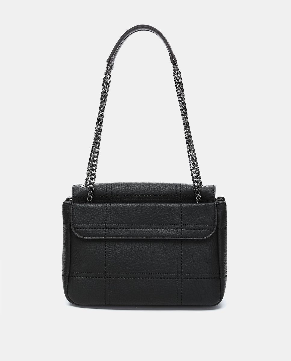 abbacino-bolso-de-hombro-negro-reciclado-minimalista-cuadros-bordados image 3