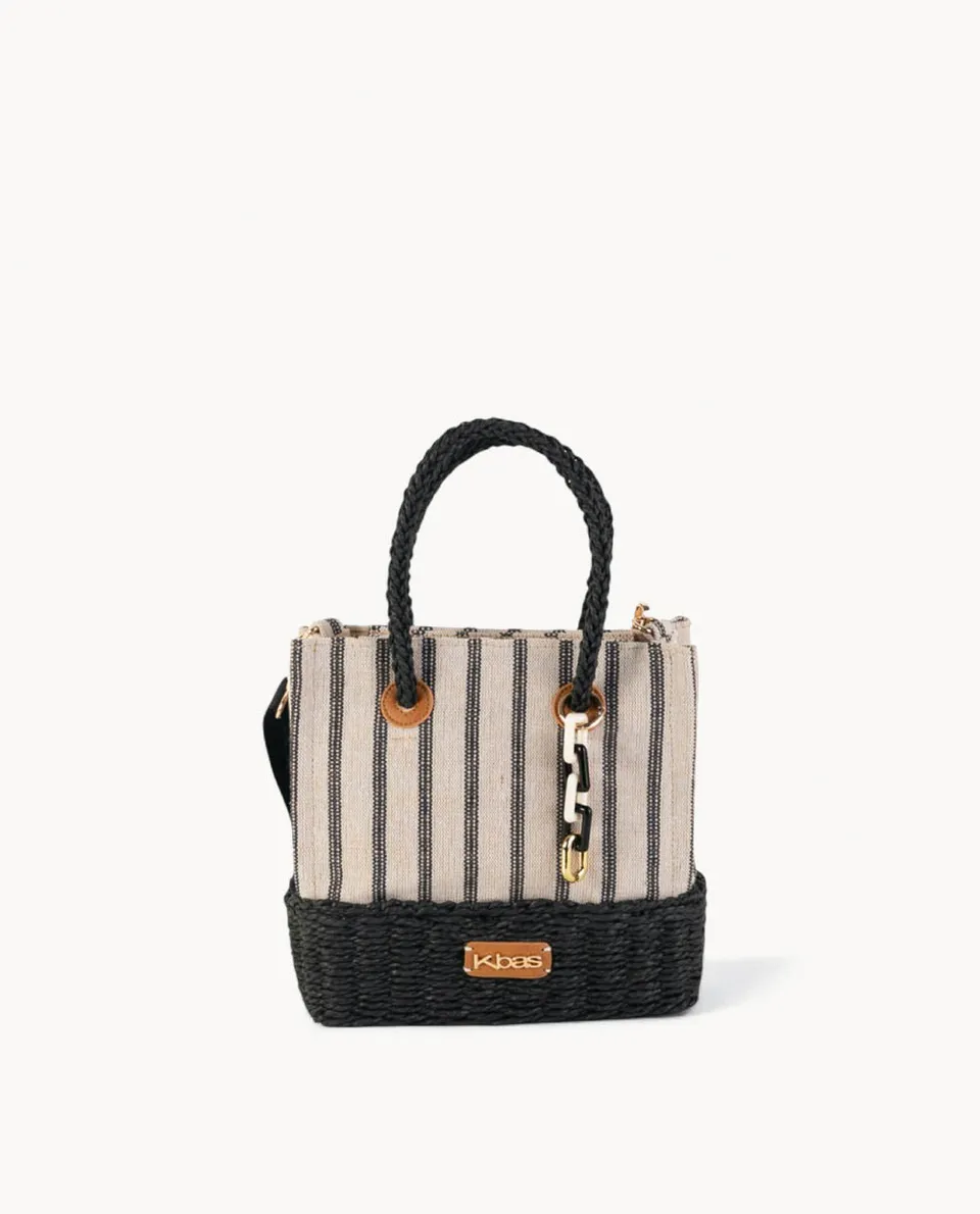 kbas-tote-peque-o-de-canvas-y-fibra-natural-con-cremallera-negro image 1