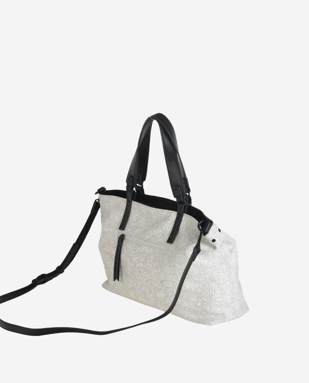 kbas-bolso-tote-de-pu-con-cremallera-blanco-y-gris-oscuro image 2