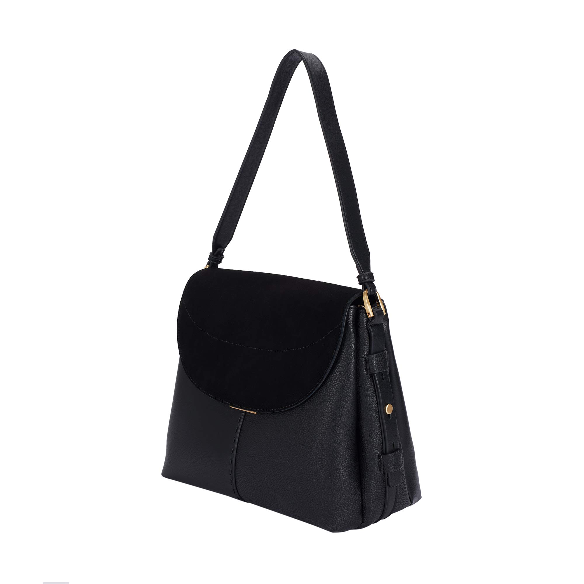 parfois-bolso-de-hombro-de-ante-con-cierre-de-solapa-mujer-talla-l-negro image 3