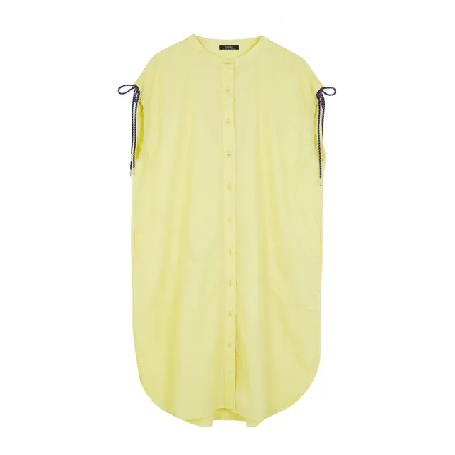 parfois-vestido-camisero-detalle-cordones-amarillo-mujer image 1