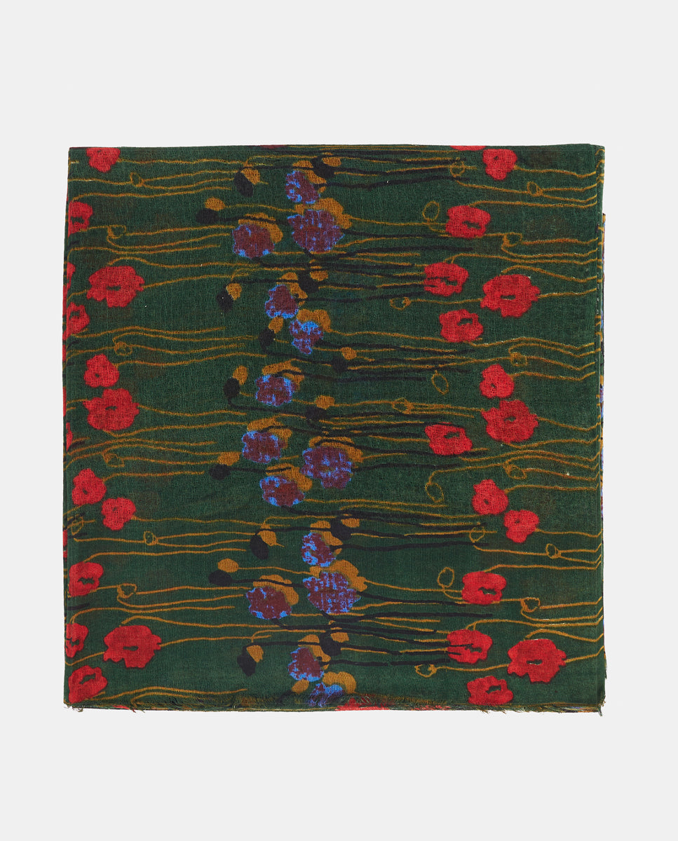 abbacino-pa-uelo-de-lana-verde-con-estampado-floral-art-stico image 1