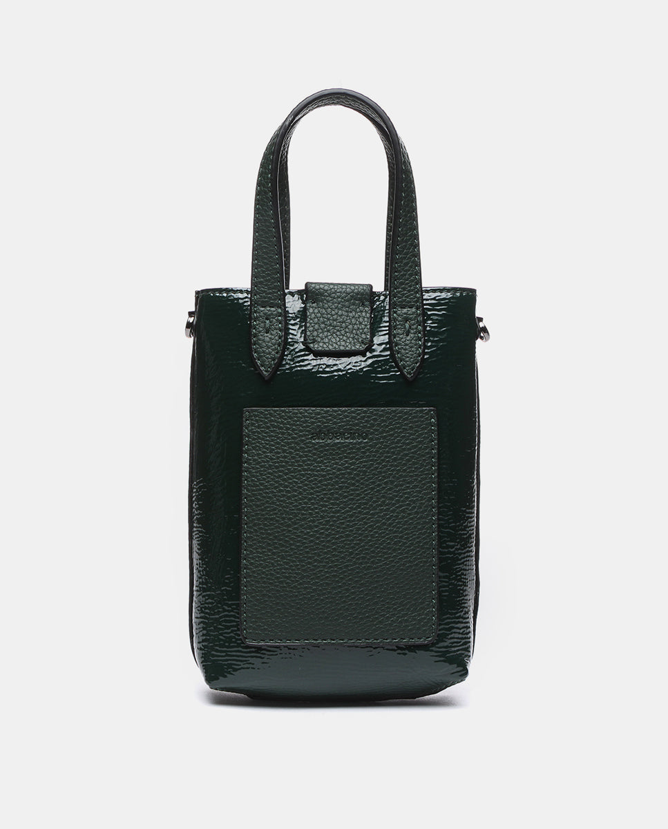 abbacino-bolso-de-mano-mini-en-charol-verde-con-bandolera-ajustable-y-extra-ble- image 3
