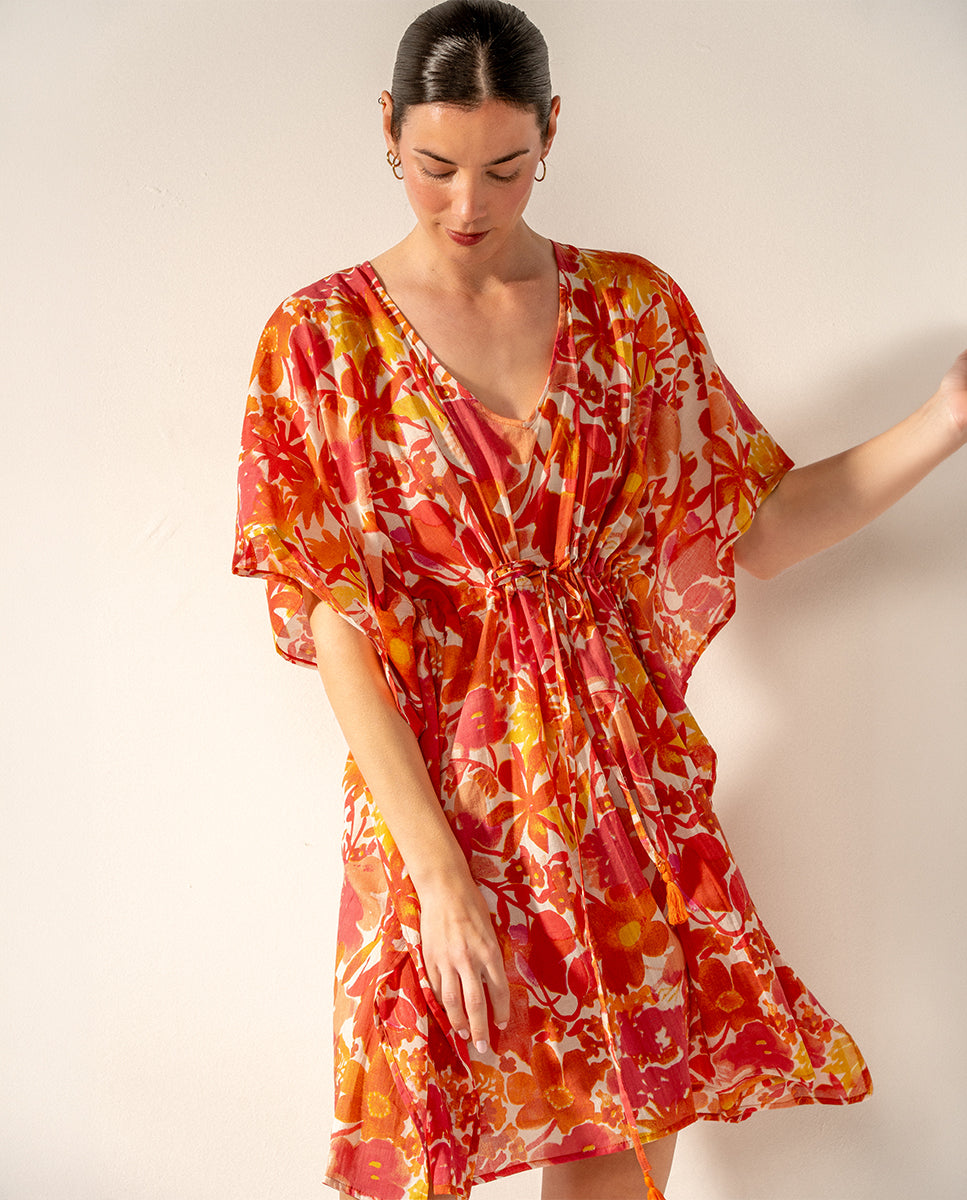 abbacino-caft-n-algod-n-estampado-floral-fucsia-mujer-talla-nica image 1