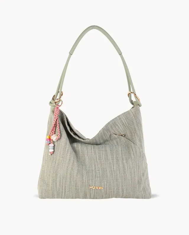 bolso-hobo-canvas-kbas-cremallera-color-kaki-50-de-descuento image 1