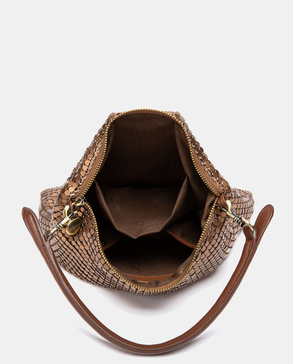 bolso-de-hombro-abbacino-de-fiesta-en-malla-met-lica-ocre-con-cremallera image 6