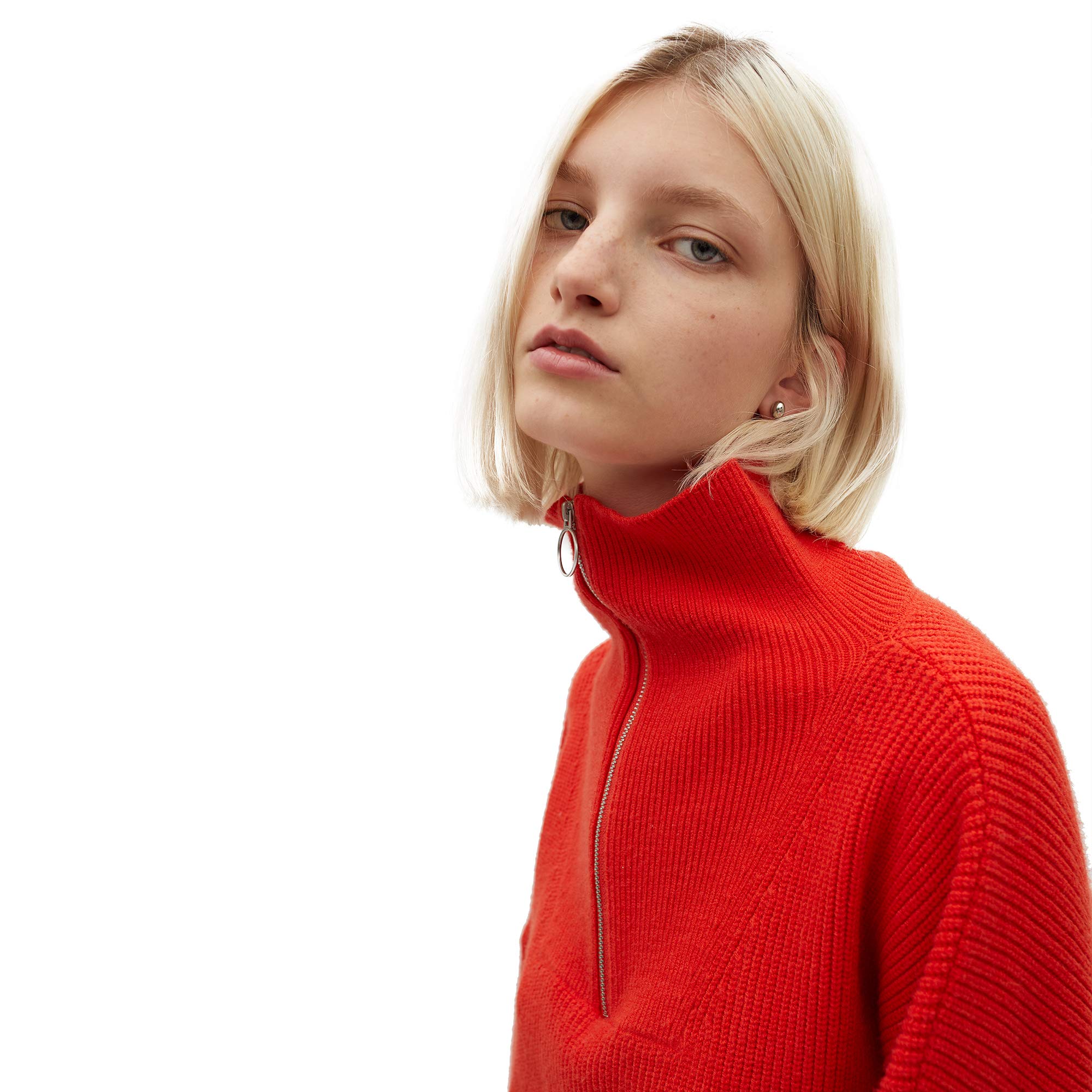 parfois-jersey-de-punto-cuello-alto-con-cremallera-mujer-naranja image 3