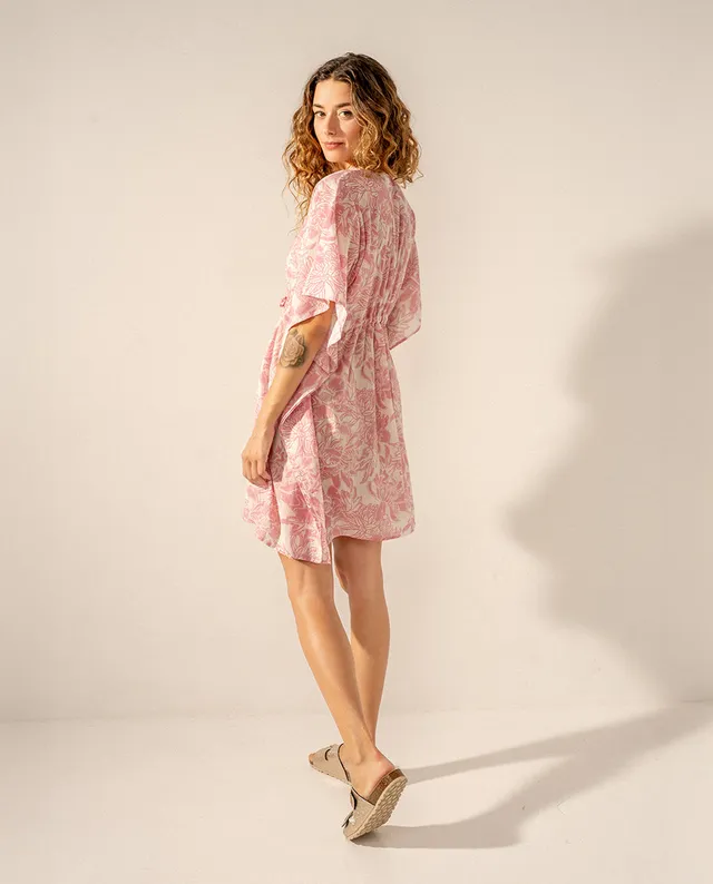 abbacino-caft-n-de-algod-n-estampado-floral-rosa-talla-nica image 1