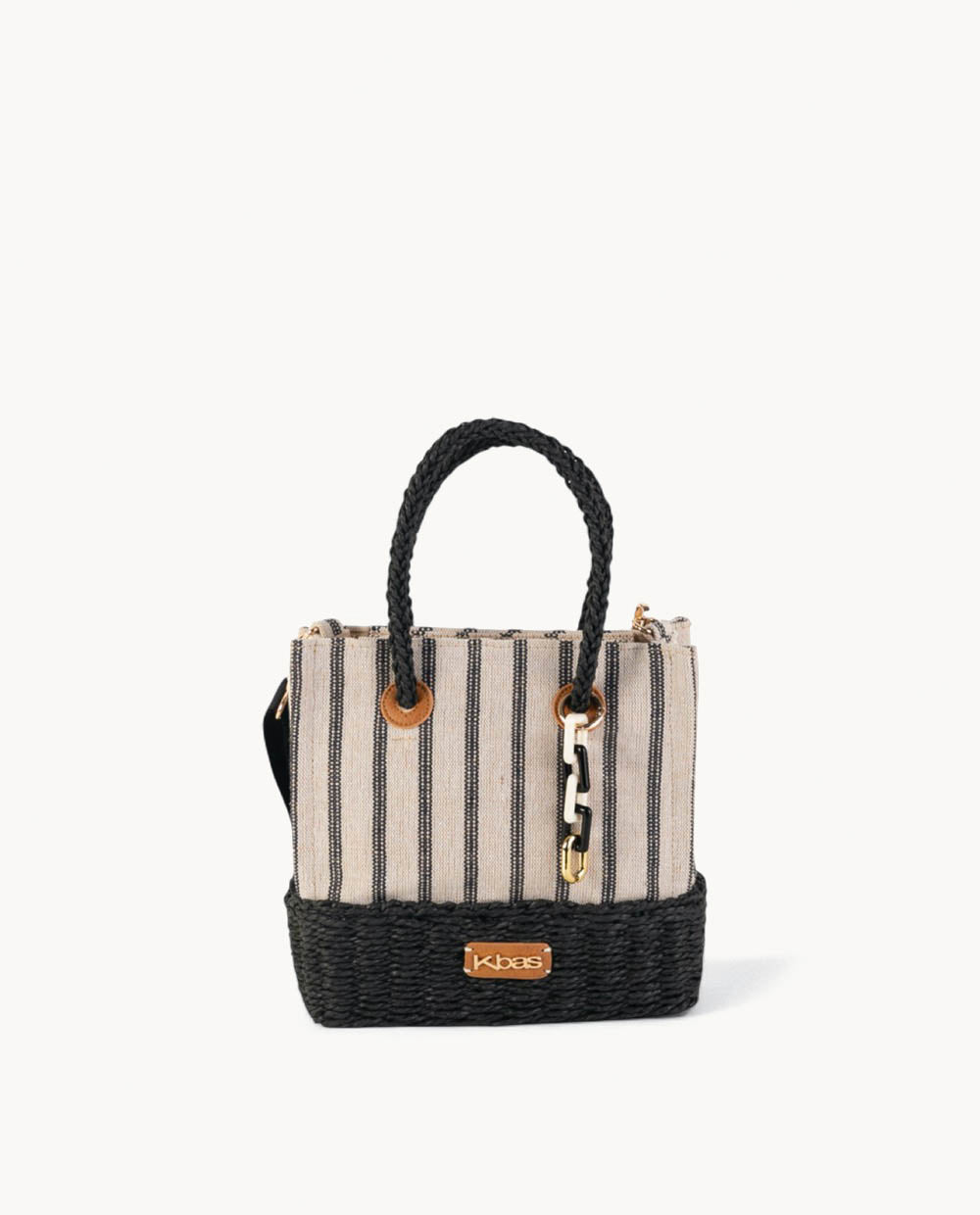 kbas-tote-peque-o-de-canvas-y-fibra-natural-con-cremallera-negro image 1