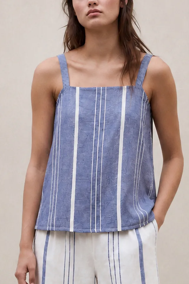camisa-de-rayas-aria-azul-de-ecoalf image 1