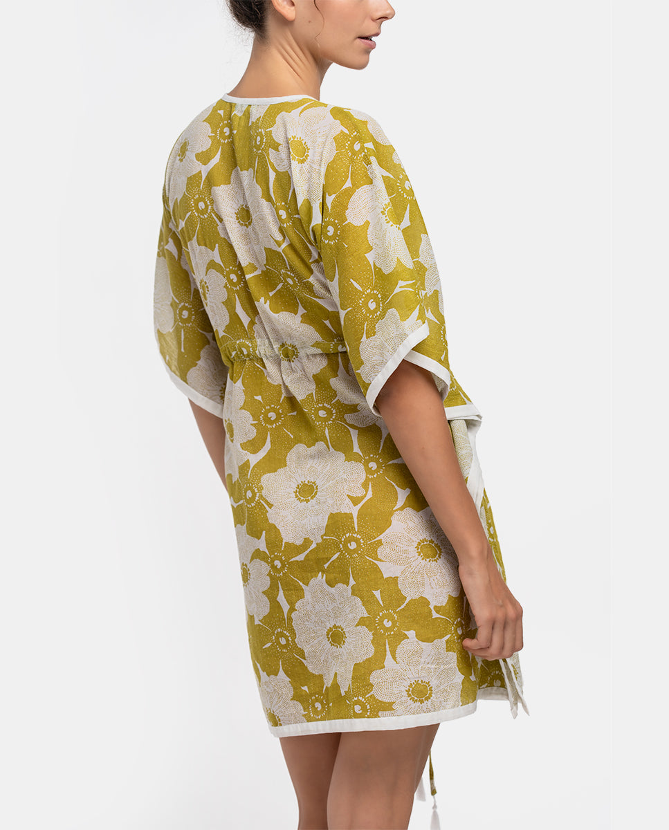 abbacino-caft-n-de-algod-n-blanco-y-verde-floral image 2