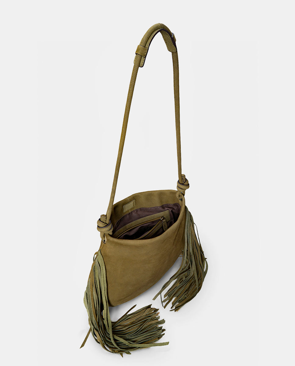 abbacino-bolso-de-hombro-en-piel-verde-con-flecos image 4