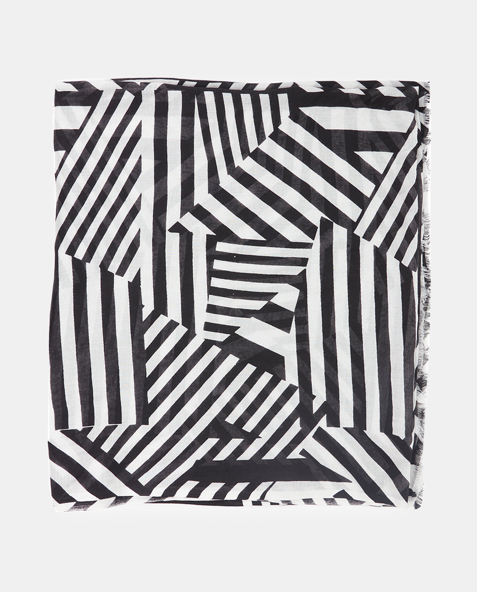 pa-uelo-abbacino-mujer-viscosa-estampado-lineal-blanco-y-negro image 3