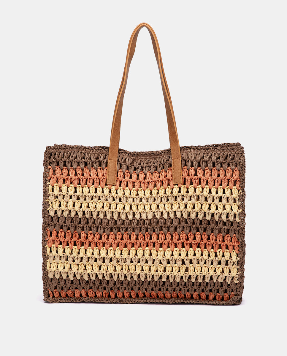 abbacino-capazo-rafia-a-rayas-cognac-shopper image 4