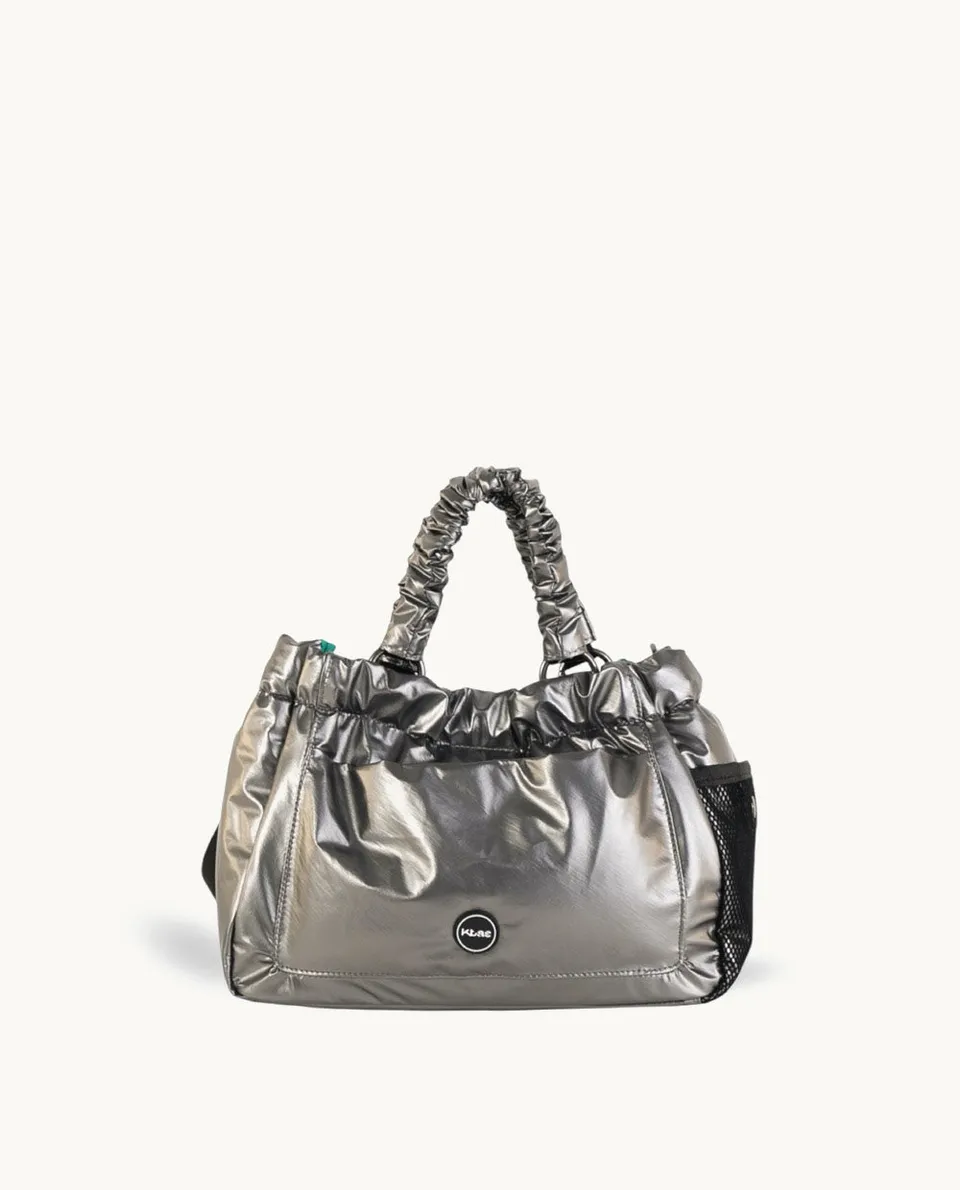 kbas-tote-peque-o-de-nylon-metalizado-plata-30x12x21-cm-cierre-de-im-n-y-saco-as image 1