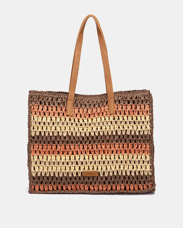 abbacino-capazo-rafia-a-rayas-cognac-shopper image 1