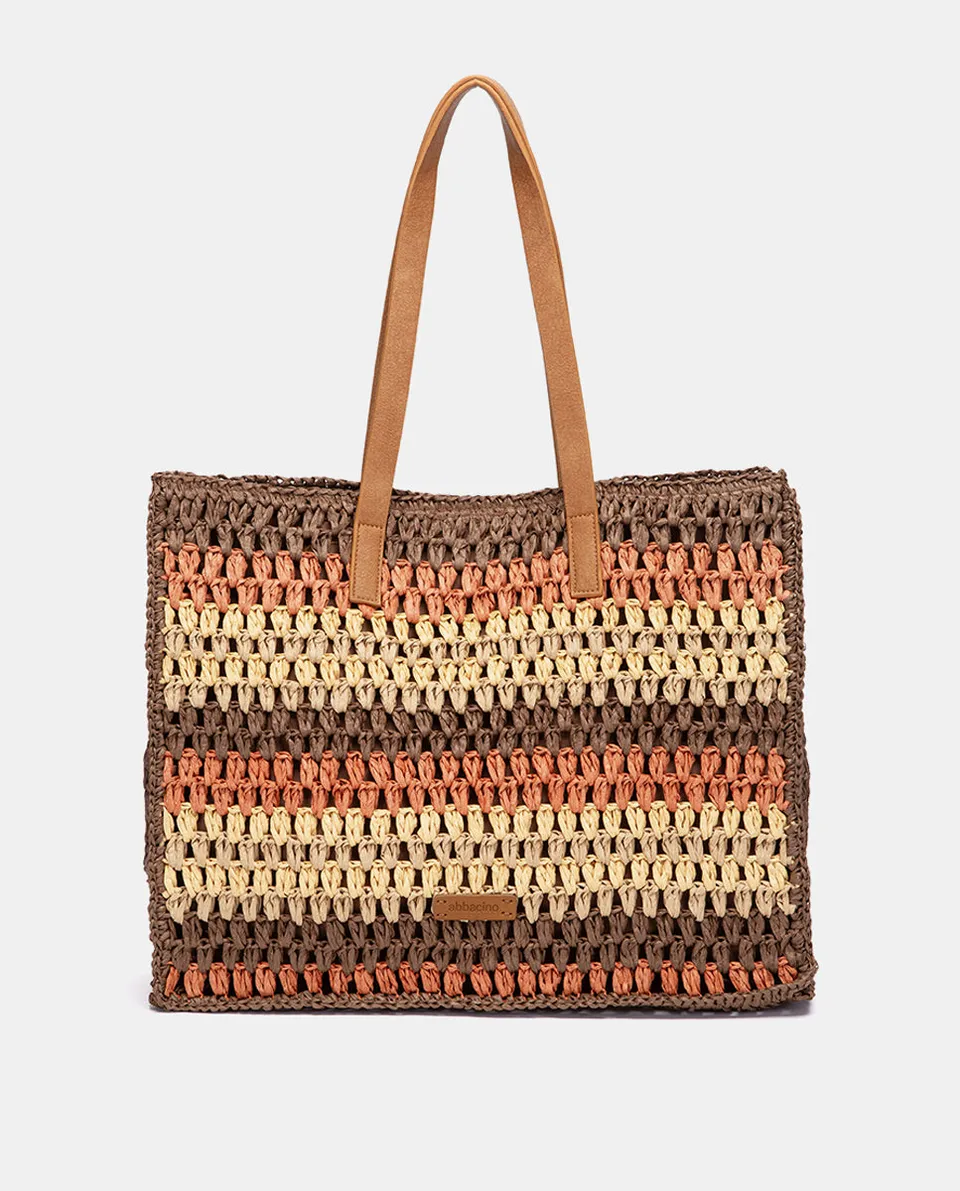 abbacino-capazo-rafia-a-rayas-cognac-shopper image 1