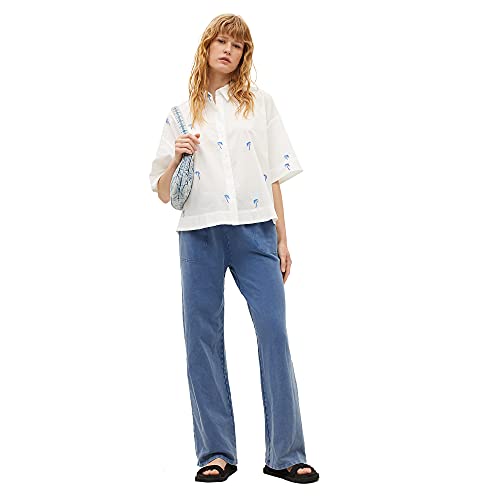parfois-camisa-100-algod-n-bordado-palmeras-mujer-blanco image 7