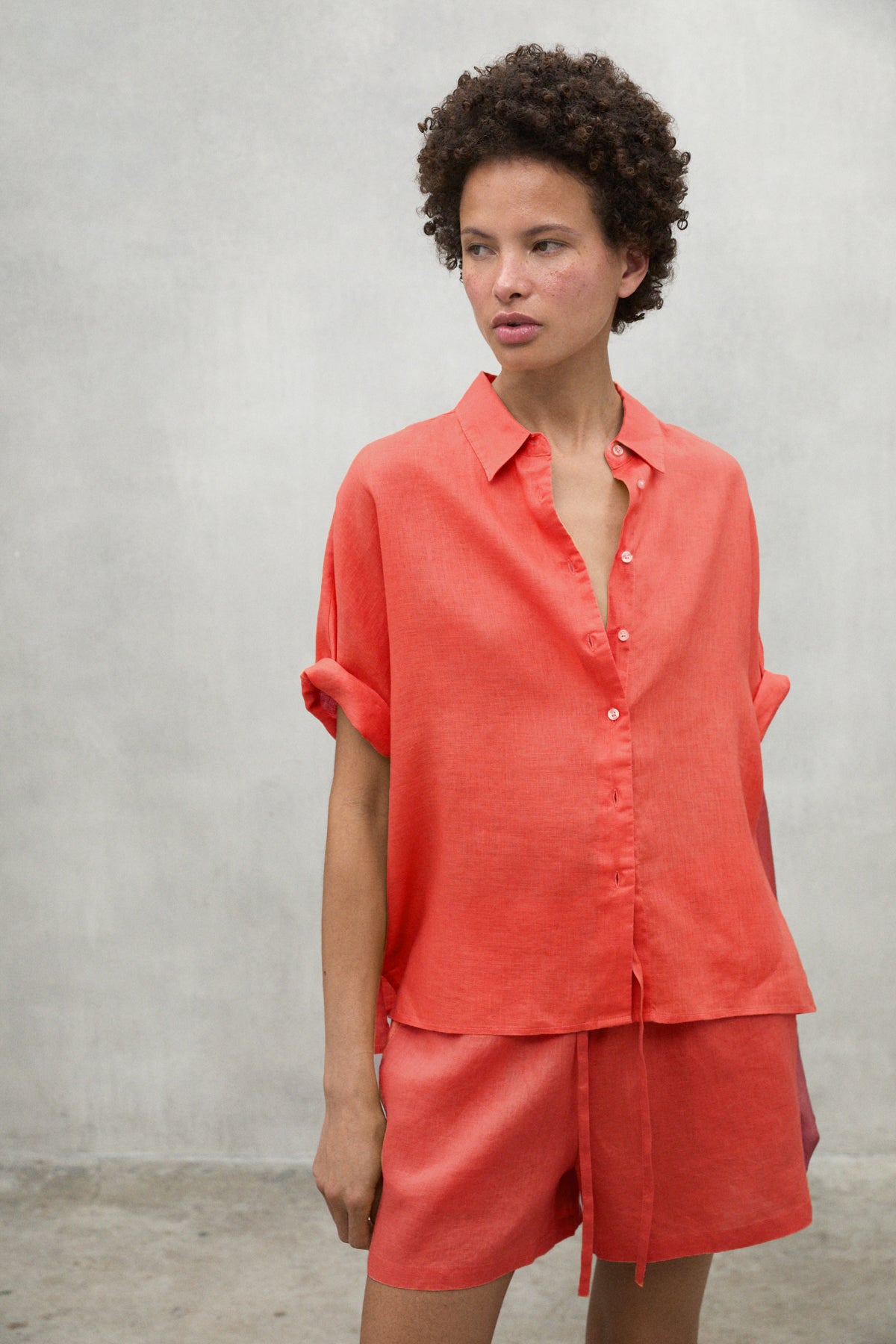 ecoalf-camisa-melania-naranja-de-mujer-80-lino-y-20-lino-reciclado-ligera-y-vega image 1
