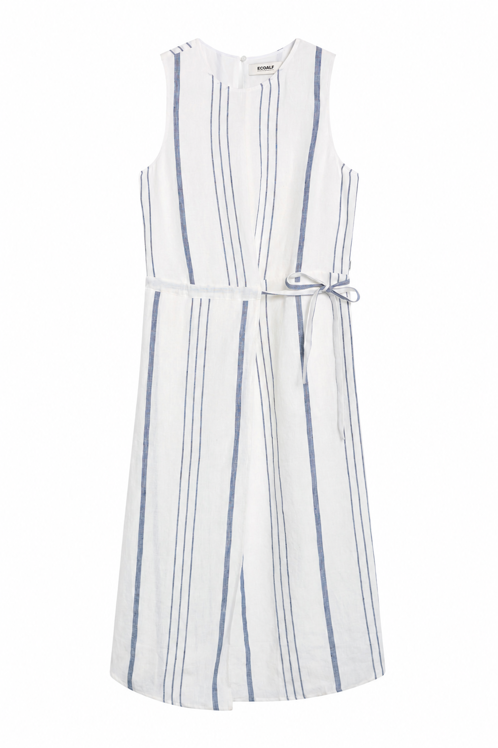 vestido-zoe-de-rayas-ecoalf-lino-80-sin-mangas-cintur-n-blanco image 3